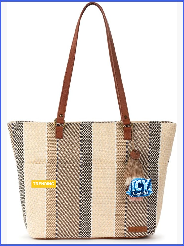 Large Tote Bag With Zipper Closure And Dual Shoulder Strap